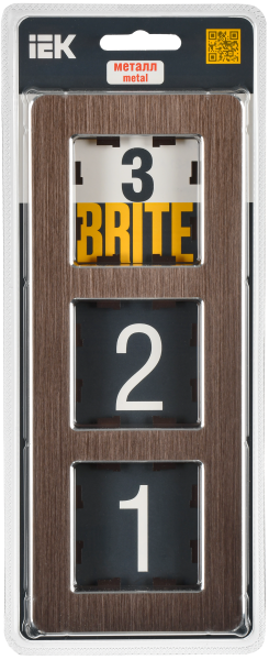 BRITE Рамка 3-мест. РУ-3-1-Бр металл коричн. RE AL IEK