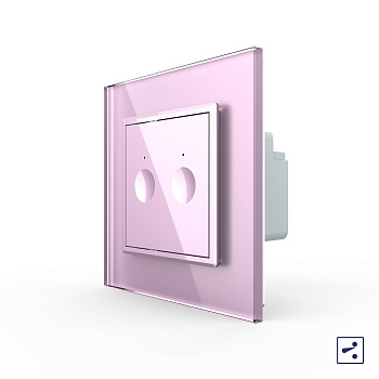 Двухклавишный проходной сенсорный выключатель Module, цвет розовый Livolo