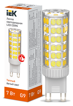 Лампа светодиодная CORN капсула 7Вт 230В 3000К керамика G9 IEK