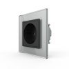 Розетка Livolo 1 пост Черная с серой рамкой VL-C7C1EU-12/15