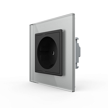 Розетка Livolo 1 пост Черная с серой рамкой VL-C7C1EU-12/15 Розетка Livolo 1 пост Черная с серой рамкой VL-C7C1EU-12/15