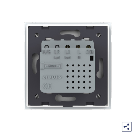 Одноклавишный проходной сенсорный выключатель Module, цвет белый Livolo