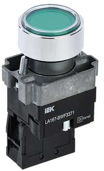 Кнопка управления LA167-BWF3371 d=22мм RC 1з с подсветкой зеленая IEK
