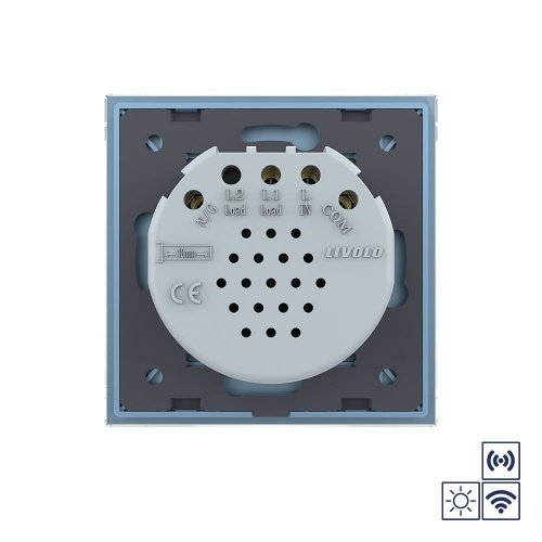 Сенсорный импульсный радиоуправляемый выключатель сухой контакт 1 клавиша 1 модуль Синий Livolo фото 4