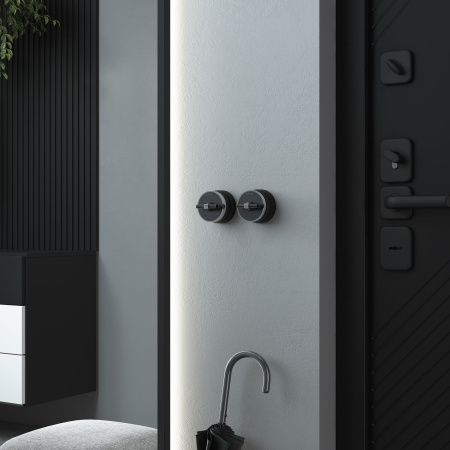 Выключатель на 4 положения двухклавишный (черный матовый/хром) Vintage ОУ IP20 Werkel