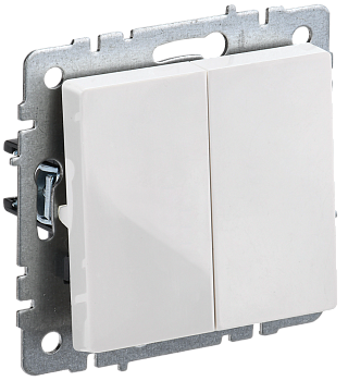 BRITE Выключатель 2-клавишный проходной 10А ВС10-2-6-БрБ белый IEK