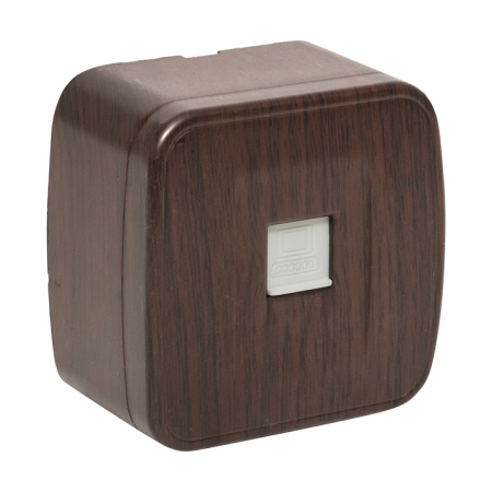 Минск Розетка RJ-45 1-местная ОП , 1А, 120В, тёмное дерево EKF