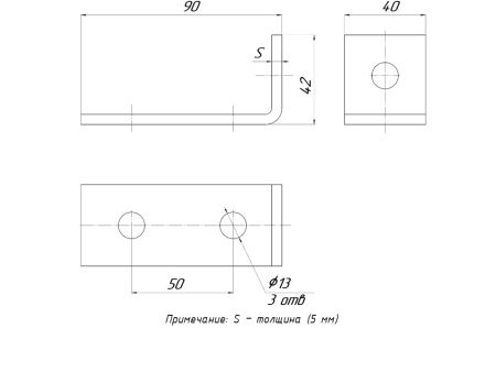 STRUT-пластина угловая 90гр, 3 отверстия EKF