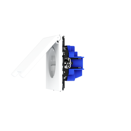 Розетка встраиваемая Voltum S70 с заземлением, защитными шторками и крышкой 16А, (белый матовый)