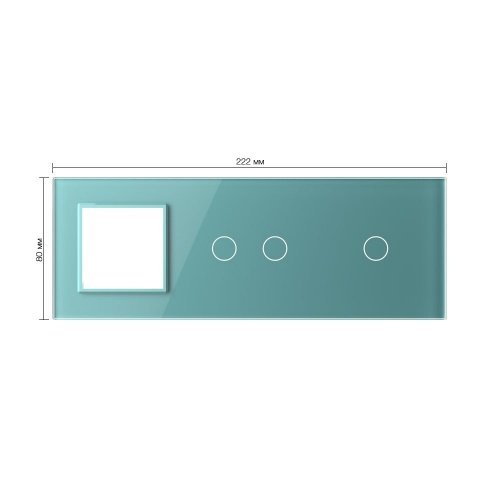 Панель для розетки и двух сенсорных выключателей, 3 клавиши (2+1), цвет зеленый, стекло Livolo фото 2