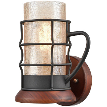 Светильник настенный Дуб, Черный/Янтарный E27 1*40Вт 561-701-01 VELANTE