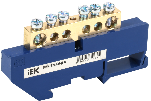 Шина N "ноль" на DIN-изоляторе ШНИ-8х12-6-Д-С IEK