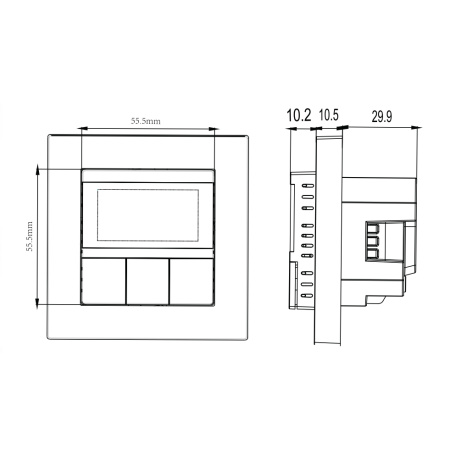 Donel Термостат с датчиком пола, программируемый, 16 A, 55*55 мм.черный, клавиши настройки,серия DTEF