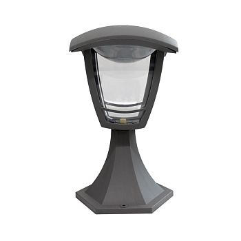 11-183 Св-к садово-парковый, светод-й, столб мал, «Валенсия», 8Вт, 4-х гран., 720Лм, 6500К, сер APEYRON