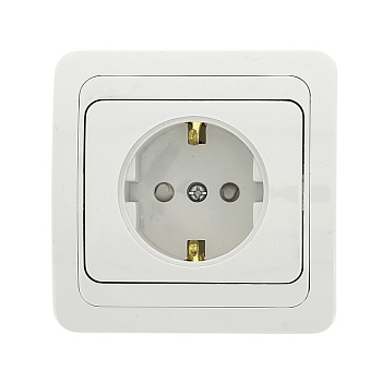 Лондон Розетка СУ 1 м. с/з с защ.штор. 16А белая IP20 EKF