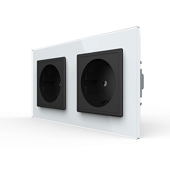 Розетка Livolo 2 поста Черная с белой рамкой VL-C7C2EU-12/11 Розетка Livolo 2 поста Черная с белой рамкой VL-C7C2EU-12/11