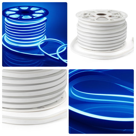 17-35 Светодиодный неон, мини, 220В, 5,5Вт/м , smd2835, 120д/м , IP65, 8*16мм, 50м, син. Apeyron