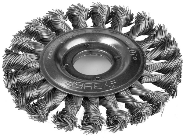 ЭКСПЕРТ. Щетка дисковая для УШМ, плетеные пучки стальной проволоки 0,5мм, 100ммхМ14 ЗУБР