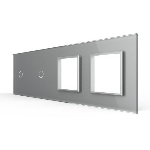 Панель для 2-х сенсорных выключателей и 2-х розеток, 2 клавиши (1+1), цвет серый, стекло Livolo фото 5