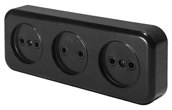 Розетка 3-местная б/з STEKKER, PST16-50-20 (RA 16-344-Ч), пластик АВС, 250В, 16А, IP20, черный Розетка 3-местная б/з STEKKER, PST16-50-20 (RA 16-344-Ч), пластик АВС, 250В, 16А, IP20, черный