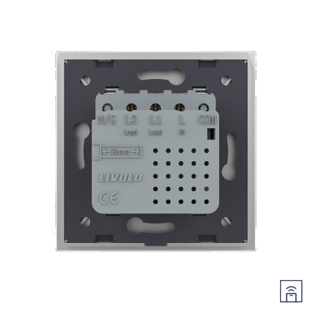 Двухклавишный сенсорный выключатель Module с функцией радиоуправления, цвет серый Livolo