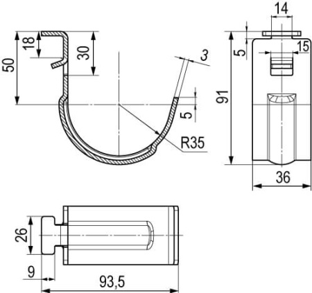 Рожковый кронштейн одинарный, толщ.3 мм, цинк ламель DKC