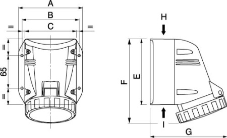 Розетка настенная IP67 16А 3P+E+N 400В DKC