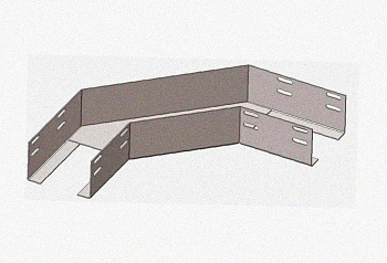 Лоток угловой замковый перфорированный КГЗ 400х80-135 УХЛ1 поворот на 90, горячее цинкование, S1,5