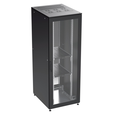 Собранный напольный 19" IT-CQE, 47U 800х1000 двери стекло/сплошная, RAL 9005 DKC