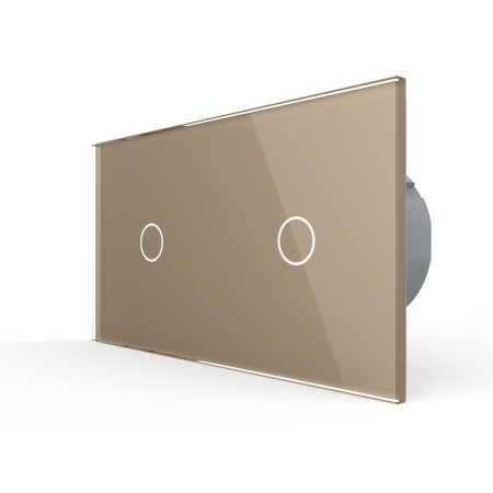 Сенсорный выключатель 2 клавиши (1-1), 2 поста Золотой Livolo