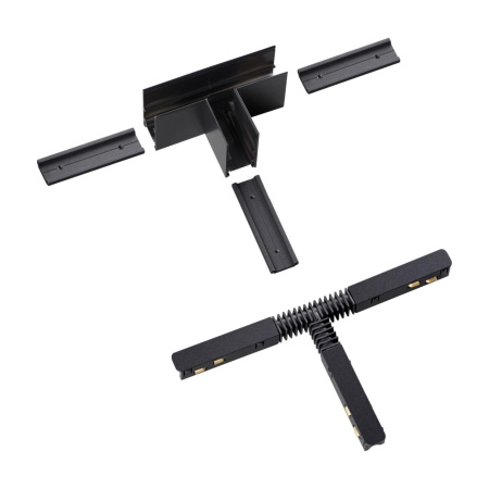 Соединитель с токопроводом для шинопровода Т-образный IP20 48V FLUM черный NOVOTECH