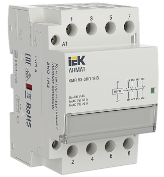 Контактор модульный KMR 63А 230В AC 3НО 1НЗ ARMAT IEK