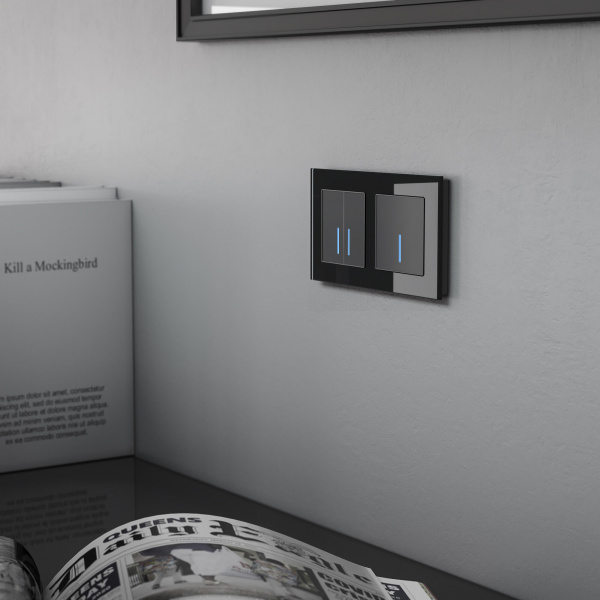 Сенсорный выключатель одноклавишный с подсветкой 1000 Вт (черный) СУ IP20 Werkel