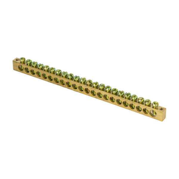 Шина PEN "ноль-земля" (6х9мм) 22 отверстия латунь крепеж по краям PROxima EKF