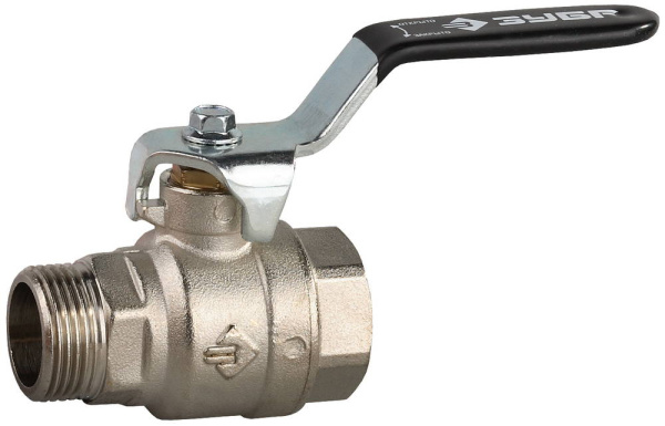 Кран шаровой полнопроходной "мама-папа", ручка, хромиров латунь, 3/4" ЗУБР