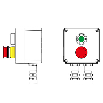 Взрывозащ. пост упр. из алюминия CPE-A-12-(1xP1G(11)-1xP3E(11))-2xKA2MHK(C)1Ex d e IIC Т5 Gb / Ex tb IIIC T95°C Db IP66 DKC