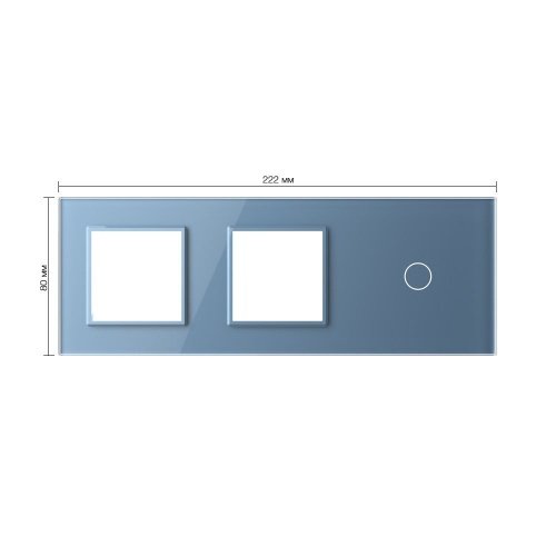 Панель для двух розеток и сенсорного выключателя, 1 клавиша, цвет синий, стекло Livolo фото 2