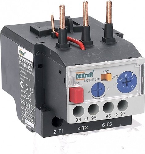 Реле электротепловое для контакторов РТ-03 09-18A 9.00-12.0А DEKraft