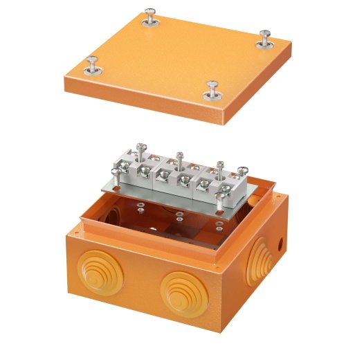 Коробка стальная FS с кабельными вводами и клеммниками, IP55, 150х150х80 мм, 6р, 450V, 32A, 10 мм2, нерж.контакт DKC
