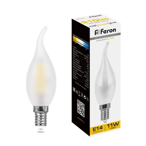 Лампа светодиодная Feron LB-714 Свеча на ветру матовая E14 11W 2700K
