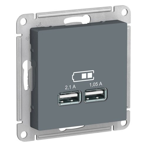 ATLASDESIGN Механизм розетки USB СУ 1 порт x 2,1 А 2 порта х 1,05 А 5В грифель IP20 Schneider Electric
