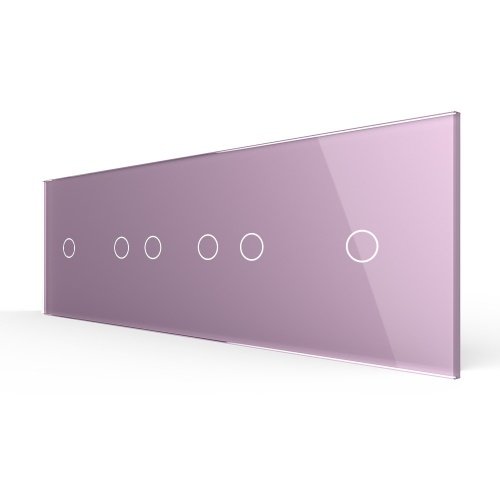 Панель для четырех сенсорных выключателей, 6 клавиш (1+2+2+1), цвет розовый, стекло Livolo