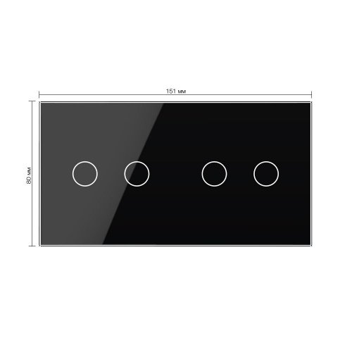 Панель для двух двухклавишных выключателей черная Livolo фото 2