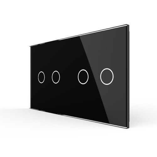 Панель для двух двухклавишных выключателей черная Livolo фото 5