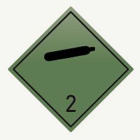 Знак для маркировки опасных грузов 2,1 "Невоспламеняющиеся, нетоксичные газы" 250х250 мм, пленка самоклеящаяся ГОСТ 19433-88 EKF