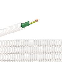 Труба ПЛЛ гибкая гофр. не содержит галогенов д.20мм, цвет белый, с кабелем ППГнг(А)-HF 3x1,5мм² РЭК "ГОСТ+", 50м DKC
