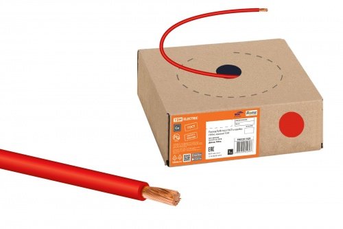 Провод ПуГВ 1х2,5 ГОСТ в коробке (100м), красный TDM фото 2