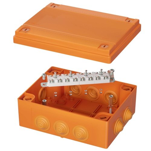 Коробка пластиковая FS с кабельными вводами и клеммниками, IP55, 150х110х70 мм, 12р, 450V, 6A, 4 мм2 DKC