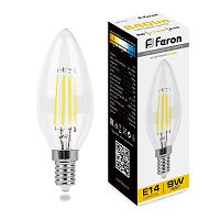 Лампа светодиодная Feron LB-73 Свеча прозрачн. E14 9W 2700K