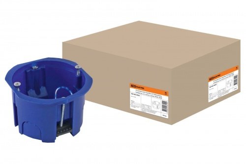 Установочная коробка СП D65х45мм, саморезы, пл. лапки, синяя, IP20, TDM фото 2